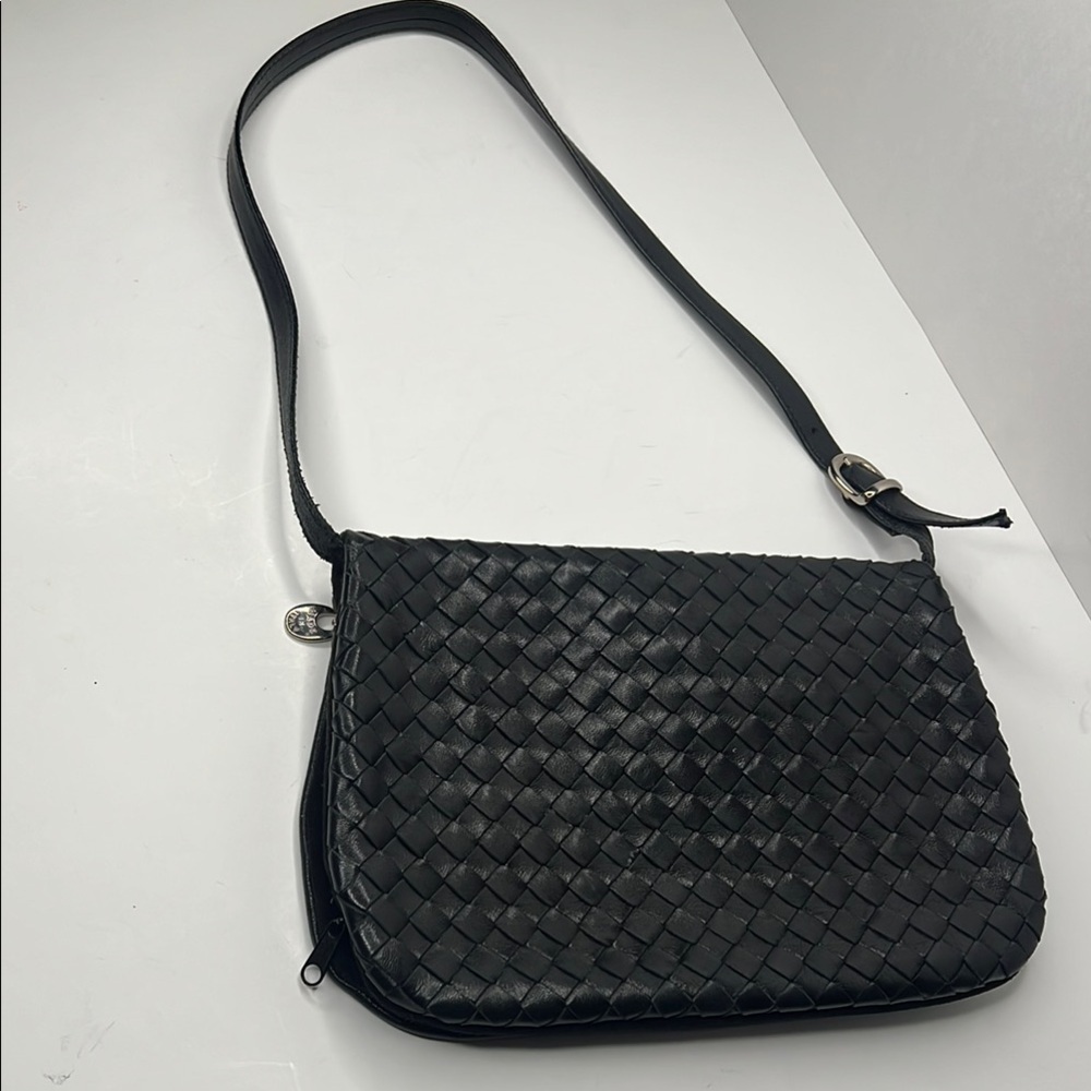 Leather Vintage Intrecciato Shoulder Bag - Made in Italy